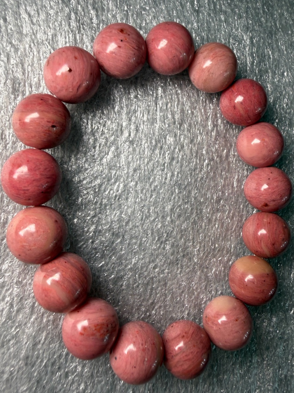 12MM Petrified Pink Wood Natural Crystal Bracelet